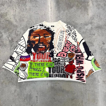 Rock Hip Hop Letter Patch Cotton T-shirt