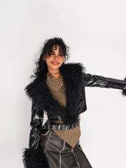 Faux Fur Trimmed Biker Jacket
