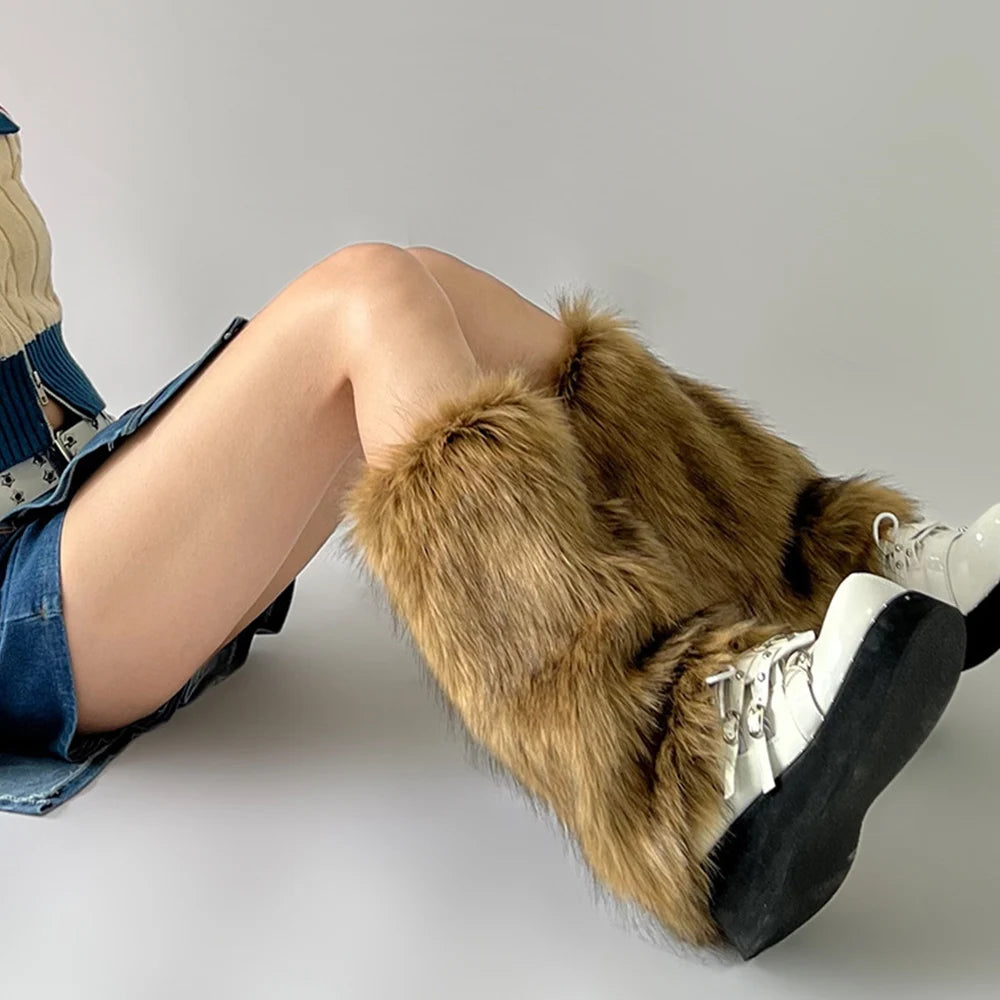 Gothic Faux Fur Furry Boot Sock