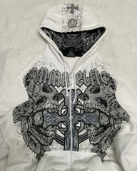 Y2K Gothic Skull Zipper Hoodie