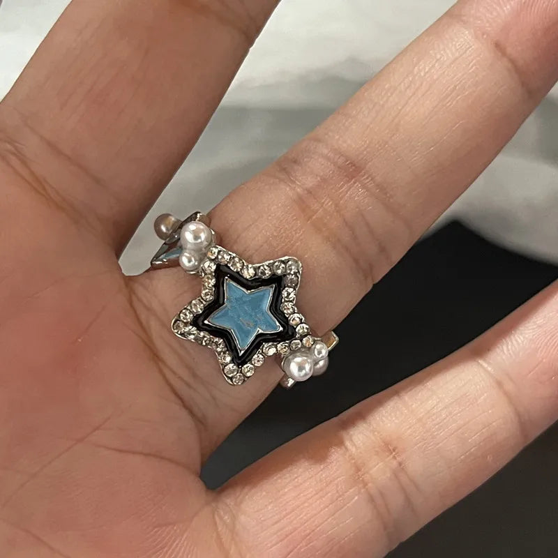 Gothic Crystal Black Spider Ring