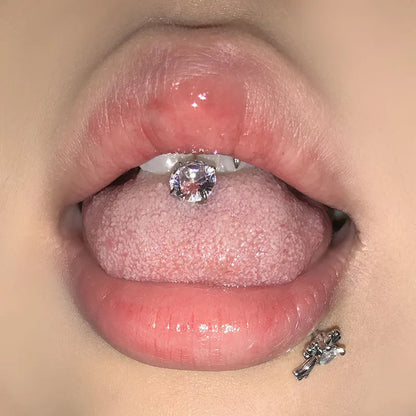1.6mm Sweet Big Zircon Four Claw Tongue Ring