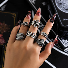Halloween Gothic Skull Star Ring