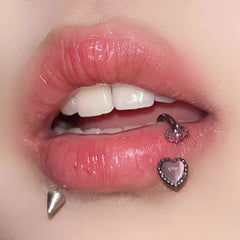 Three-Color Heart Cat Eye Stone Lip Stud