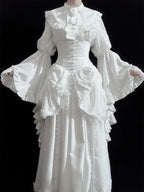 White Ruffle Sleeve Blouse