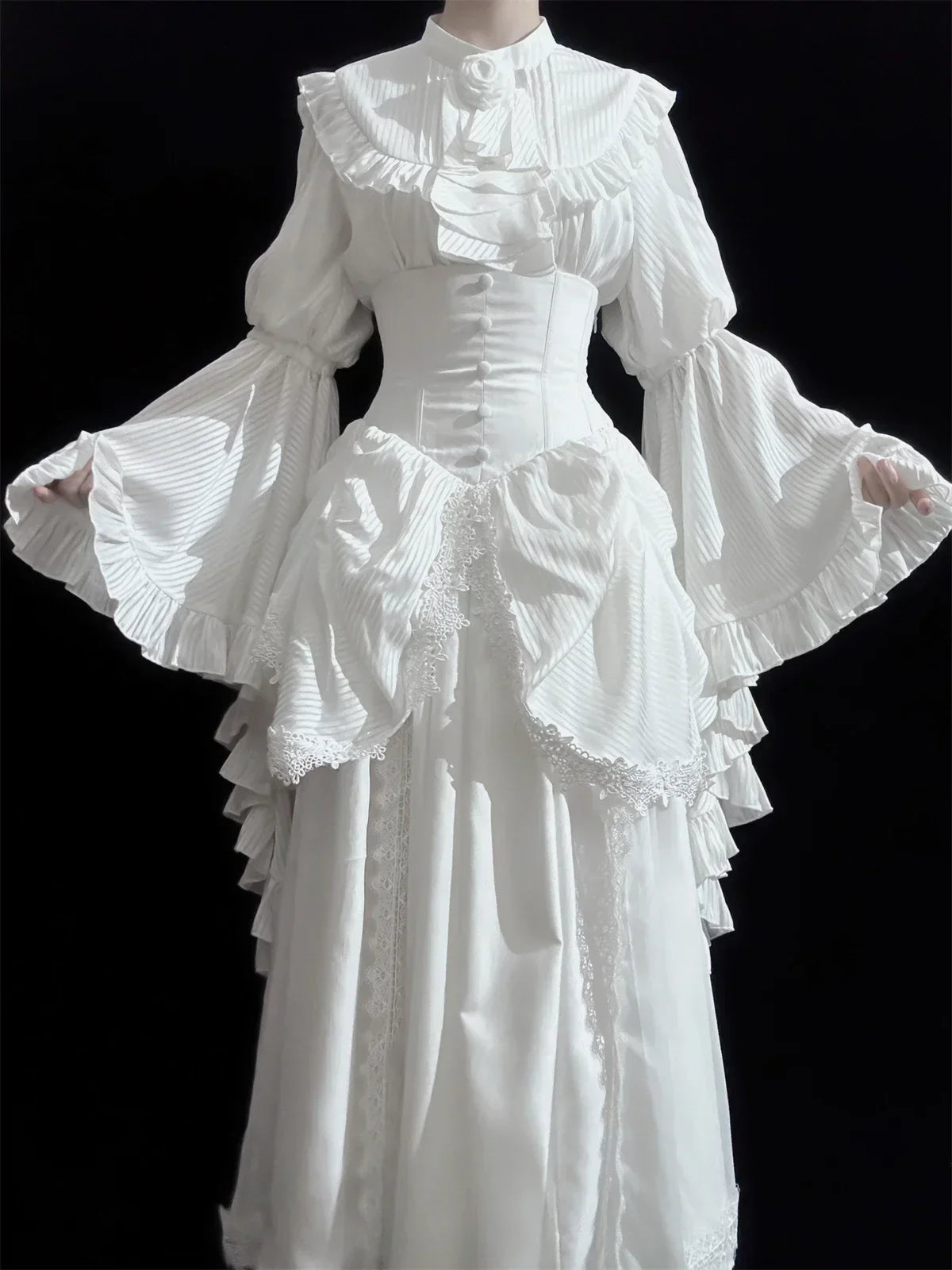 White Ruffle Sleeve Blouse
