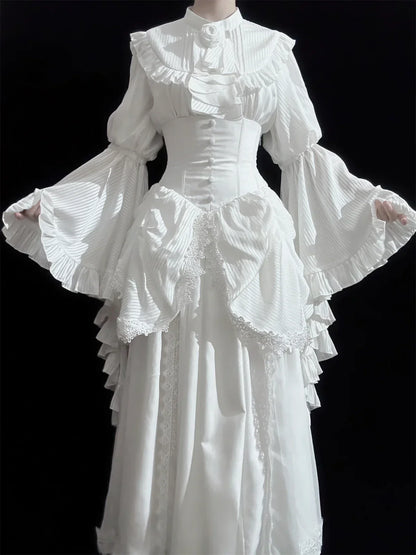 White Ruffle Sleeve Blouse