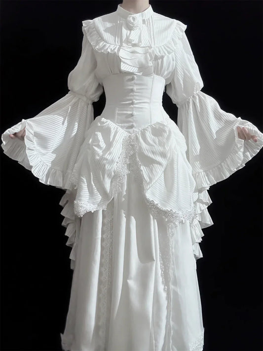 White Ruffle Sleeve Blouse