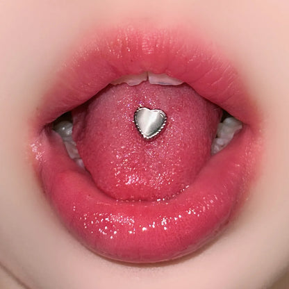Love Peach Heart Polarized Opal Tongue Ring