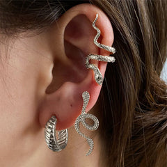 Snake Shape Silver Hip Hop Stud Earring