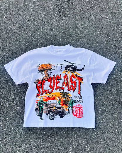 Graffiti Print Loose Cotton T-shirt