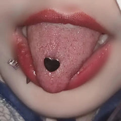 Love Titanium Steel Peach Heart Tongue Ring