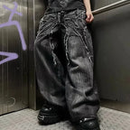 Gothic Embroidered Wide Leg Pants
