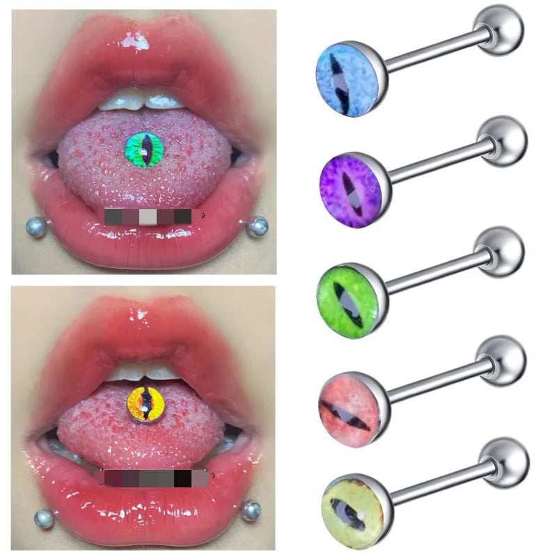 Punk Stainless Steel Snake Eye Tongue Ring Main image