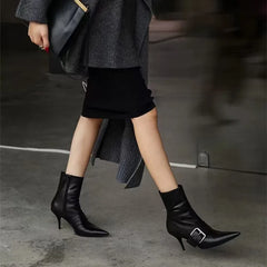 Black Patent Leather Gothic Stiletto Ankle Boot