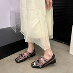 Spring Color Matching Small Square Bow Lazy Slip-On Flat