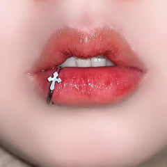 Cross Hinged Heart Lip Stud