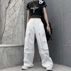 White High Waist Cargo Pants