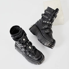Heavy Metal Platform Motorcycle Gothic Boot