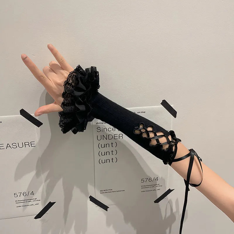 Gothic Ballet Strap Lace Glove