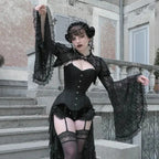 Gothic Flared Sleeve Silk Blouse