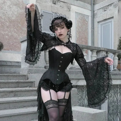 Gothic Flared Sleeve Silk Blouse