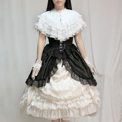 Gothic Dark Lace Pearl Button Blouse