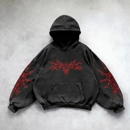 Gothic Skull Print Oversized Hoodie