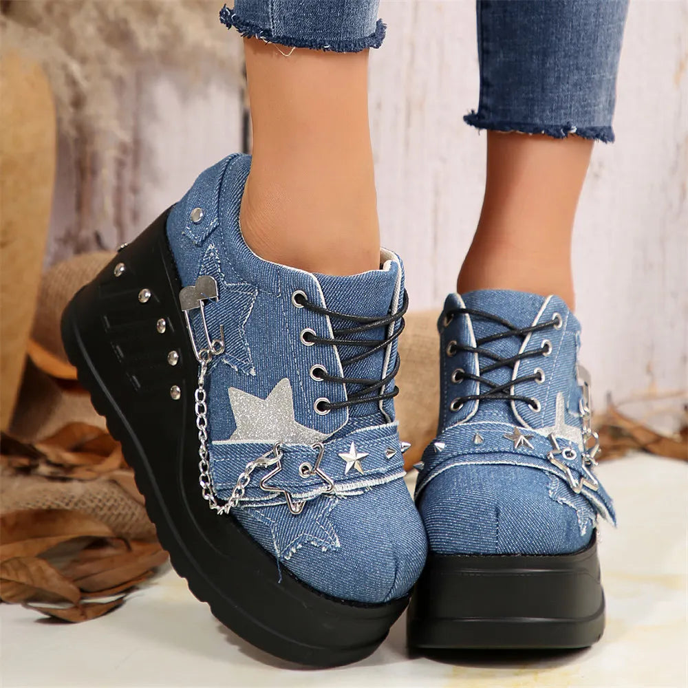 Vintage Gothic Lace-Up Platform Sneaker