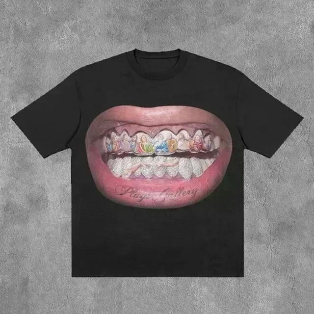 Retro Lightning Graphic Cotton T-shirt