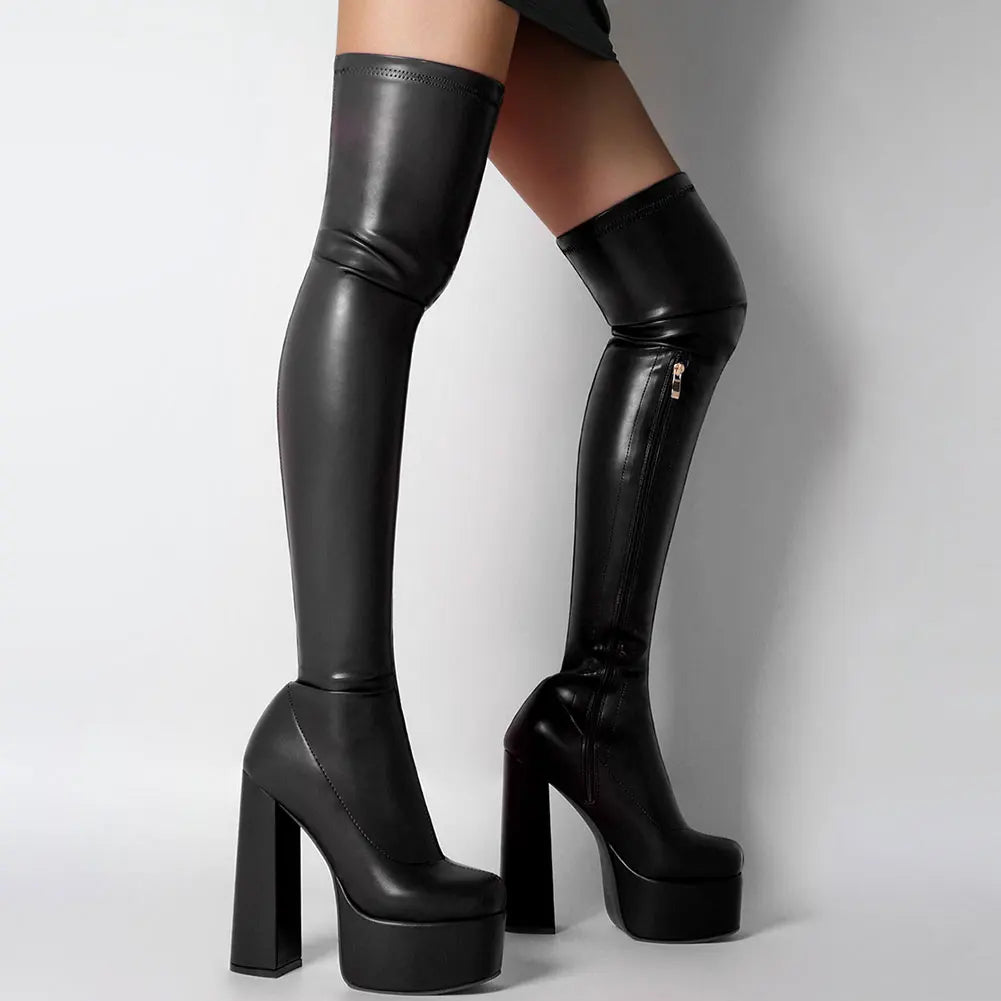High Heeled Over The Knee Platform Winter Boot
