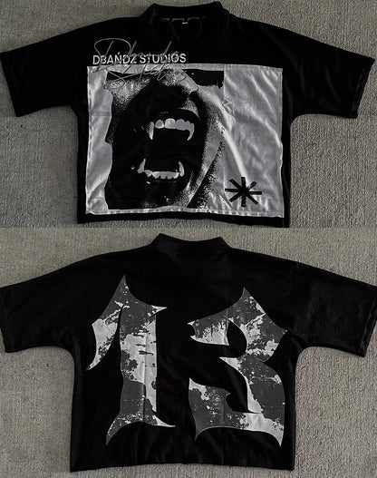 Retro Nightmare Graphic Cotton T-shirt