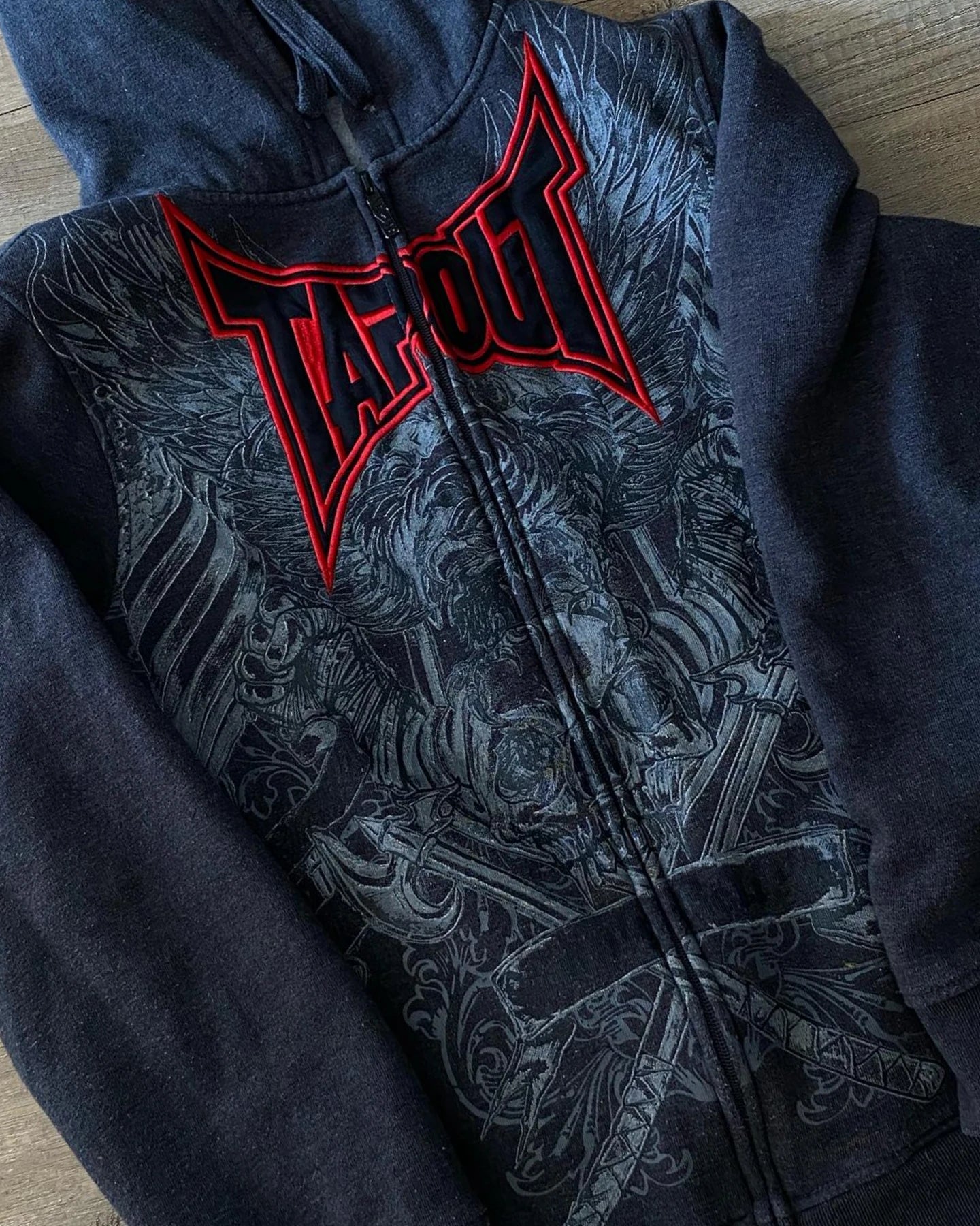Gothic Rock Letter Embroidery Hoodie Main image