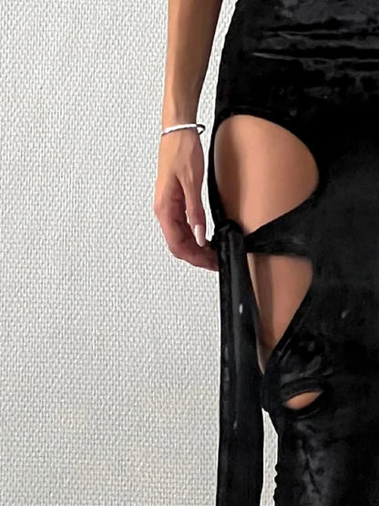 Velvet Gothic Hollow Out High Waist Pant