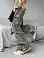 Grey Gothic Baggy Cargo Pant
