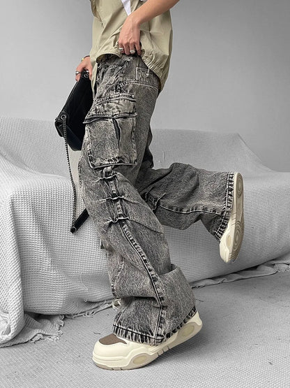 Grey Gothic Baggy Cargo Pant