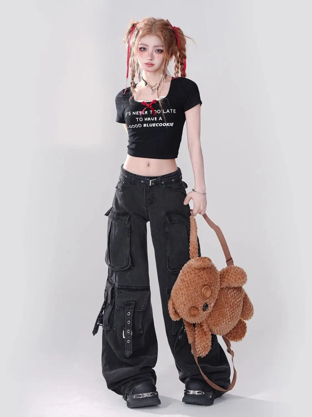 Black Cargo Pocket Pants