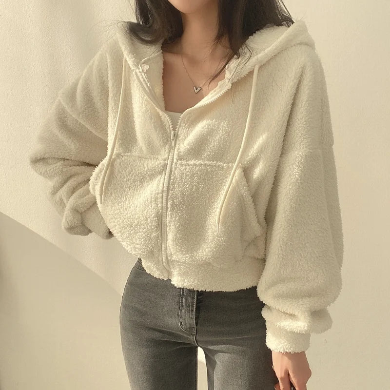 Lamb Fur Velvet Trim Coat