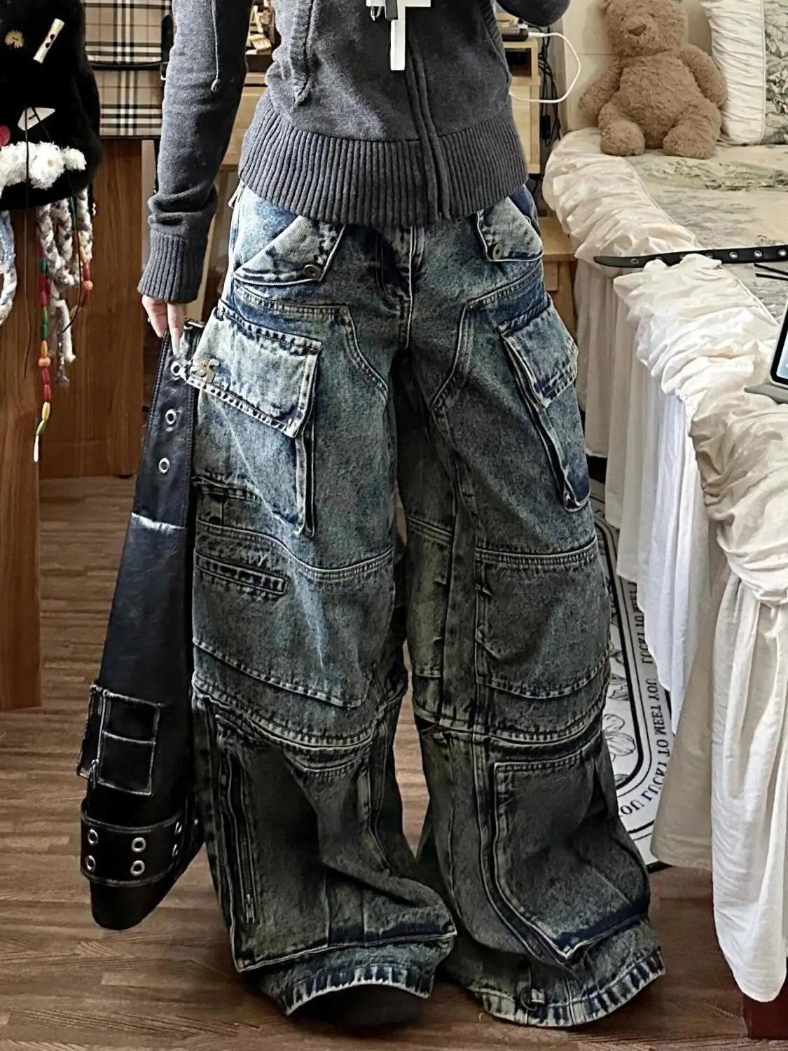 High Waist Gothic Multi-Pocket Pant