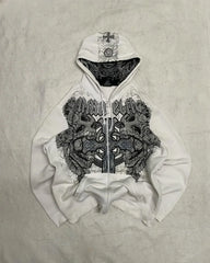 Gothic Skull Oversized Zipper Hoodie