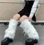 Gothic Ribbon Bow Faux Fur Sock