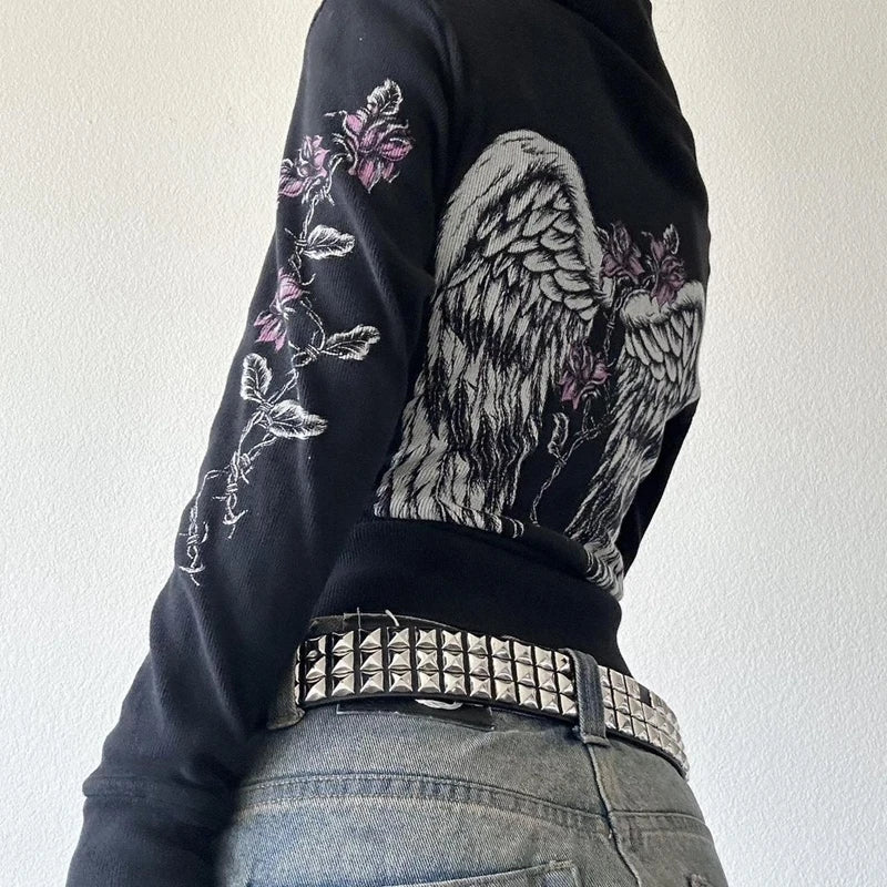 Gothic Flower Wings Slim Fit Hoodie Main image