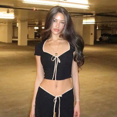 Punk Goth Bow Vintage Grunge Crop Top