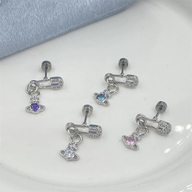 Silver Saturn 316L Stainless Steel Stud Earring