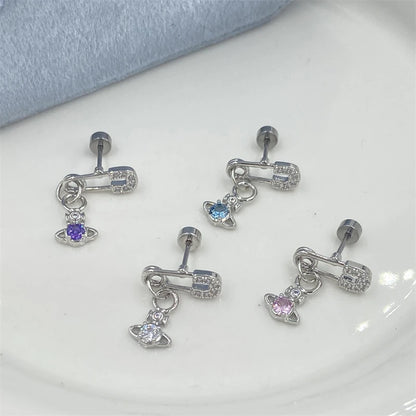 Silver Saturn 316L Stainless Steel Stud Earring