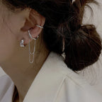 Geometric Tassel Chain Metal Clip Earring