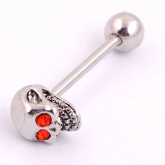 Skull Zircon Stainless Steel Barbell Tongue Ring