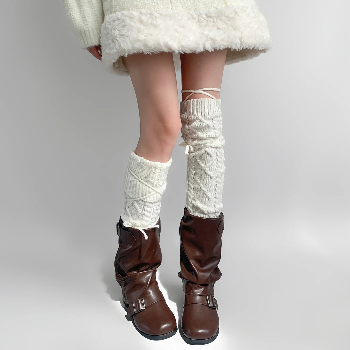 Gothic Lace-up Wool Calf Sock
