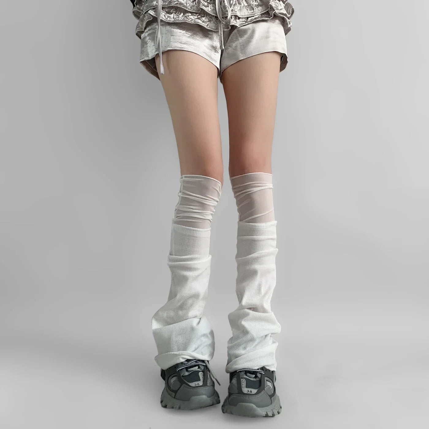 Gothic Mesh Patchwork Cotton Sock