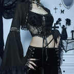 Elegant Lace Trimmed Mesh Top